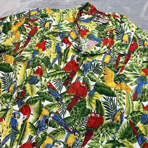 Vintage Aloha Republic Hawaiian Shirt Womens XXL Tropical Floral Parrots USA
